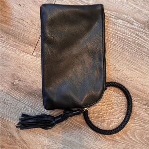 Black Leather Wristlet